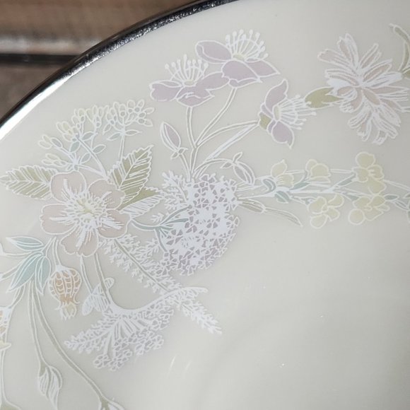 Lenox April Footed Cup & Saucer - 1980's Pastel Flowers with Platinum Rim - Picture 5 of 8